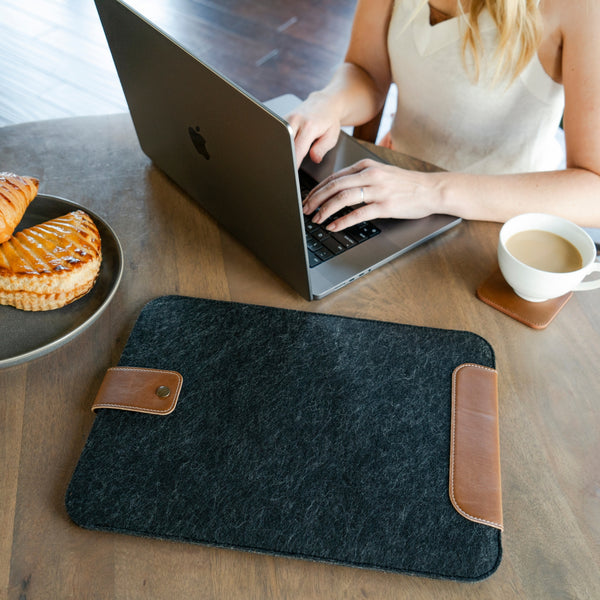 MegaGear Handcrafted Personalized Fine Leather and Fleece Sleeve Bag for MacBook Pro and Air, 16 Inch, 15 Inch, 14 Inch, 13 Inch & 13.3 Inch, iPad Pro 12.9‑inch Case (4th & 3rd Gen) Tablets
