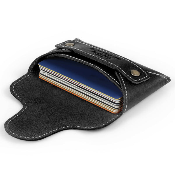 Otto Angelino Top Grain Leather Credit and Business Card Case with Tuck and Slot Closure, Unisex