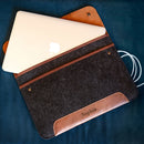 MegaGear Fine Leather and Fleece Sleeve Bag for MacBook Pro, MacBook Air and iPad Case