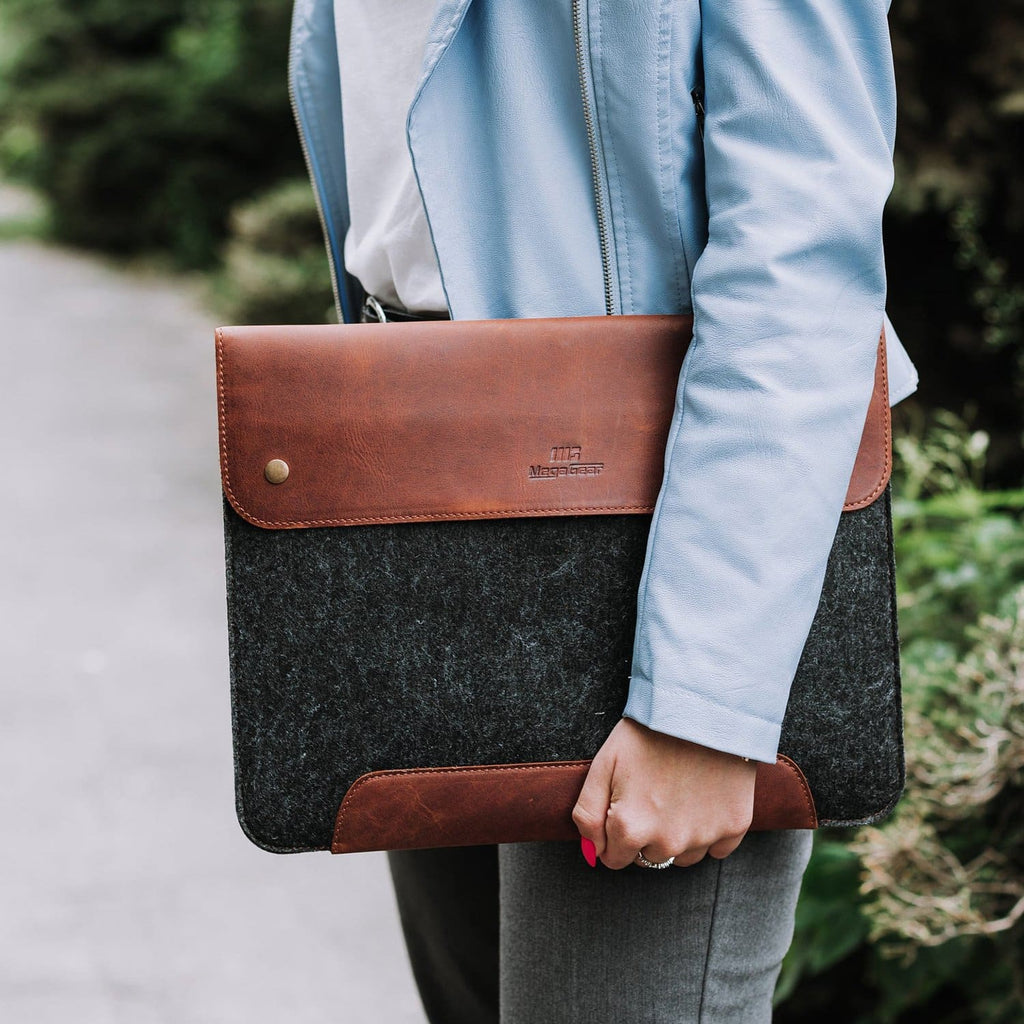 Leather Messenger Book Bag for Laptop & iPad, USA Made