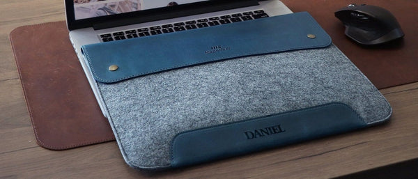 MegaGear Fine Leather and Fleece Sleeve Bag for MacBook Pro, MacBook Air and iPad Case