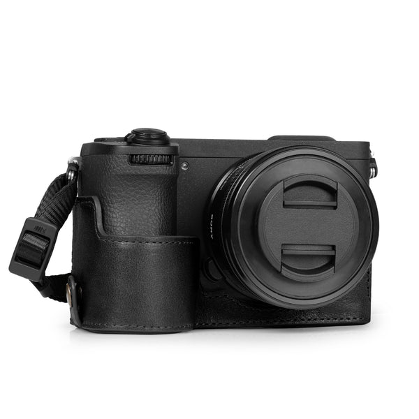 MegaGear Sony Alpha A6700 Stylish and Protective Genuine Leather Leather Camera Half Case