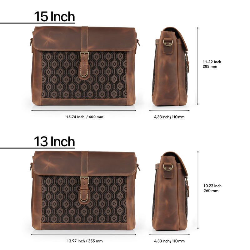 Londo Zion Personalized Real Leather Messenger Bag, MacBook Pro 16, 15 inch - 14, 13 inch Leather Sleeve, Laptop Bag with Unique Design, Unisex Travel Bag