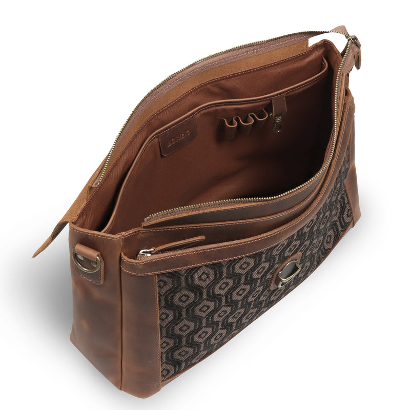 Londo Zion Personalized Real Leather Messenger Bag, MacBook Pro 16, 15 inch - 14, 13 inch Leather Sleeve, Laptop Bag with Unique Design, Unisex Travel Bag