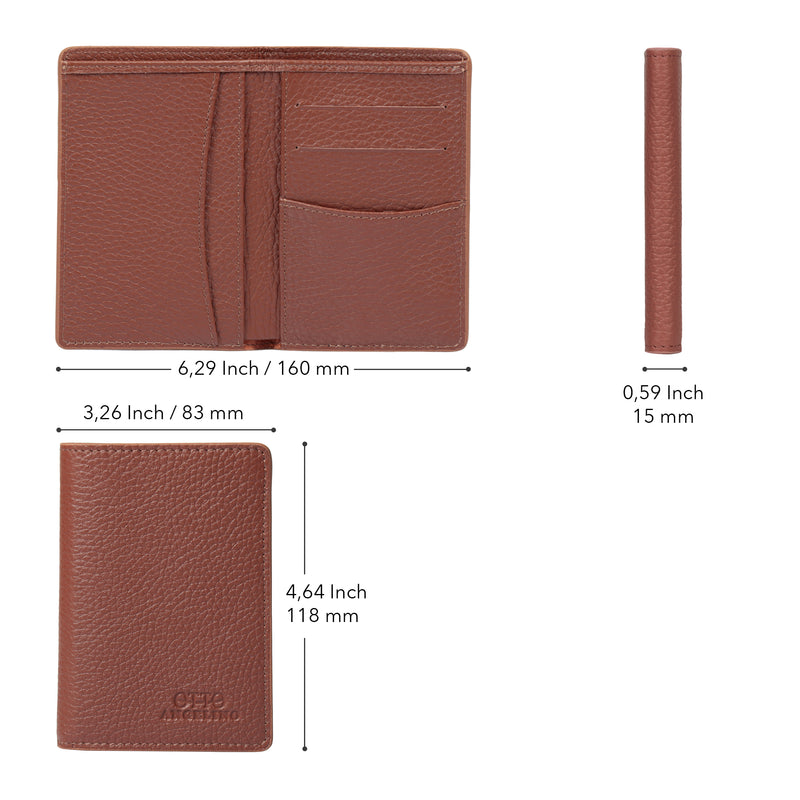Otto Angelino Bifold Leather Wallet, Passport Style, ID, Bank Cards, Cash, RFID Blocking