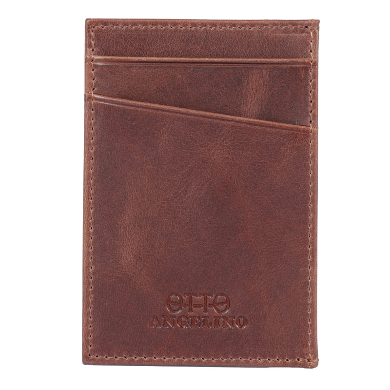 Otto Angelino Top Grain Leather Minimalist Wallet Bank Cards, Money, Driver's License, Unisex