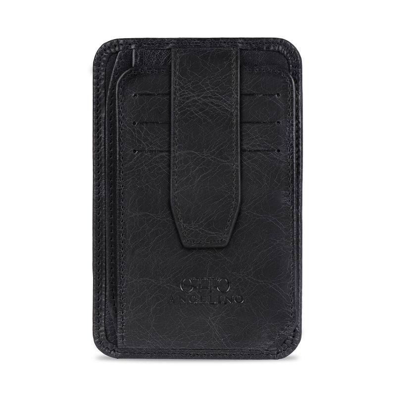 Otto Angelino Italian Top Grain Leather Minimalist Men Wallet, Slim, Credit Card Holder, Zippered Coin Slot, RFID Blocking