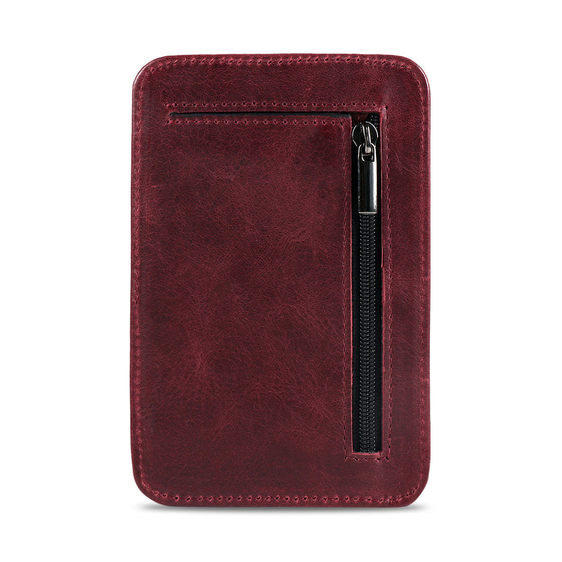 Otto Angelino Italian Top Grain Leather Minimalist Men Wallet, Slim, Credit Card Holder, Zippered Coin Slot, RFID Blocking