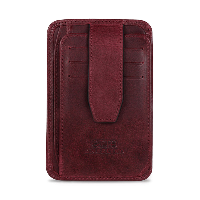 Otto Angelino Italian Top Grain Leather Minimalist Men Wallet, Slim, Credit Card Holder, Zippered Coin Slot, RFID Blocking