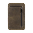 Otto Angelino Italian Top Grain Leather Minimalist Men Wallet, Slim, Credit Card Holder, Zippered Coin Slot, RFID Blocking