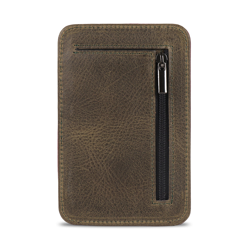 Otto Angelino Italian Top Grain Leather Minimalist Men Wallet, Slim, Credit Card Holder, Zippered Coin Slot, RFID Blocking