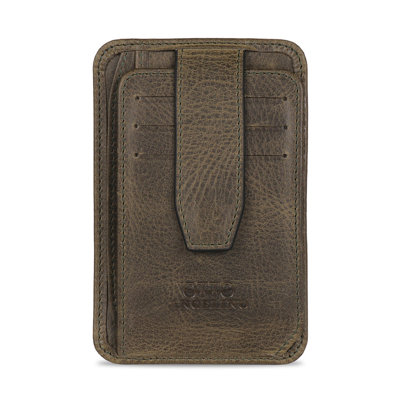 Otto Angelino Italian Top Grain Leather Minimalist Men Wallet, Slim, Credit Card Holder, Zippered Coin Slot, RFID Blocking