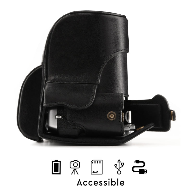 MegaGear Fujifilm X-E3 (23mm & 18-55mm) Ever Ready Top Grain Leather Camera Case and Strap
