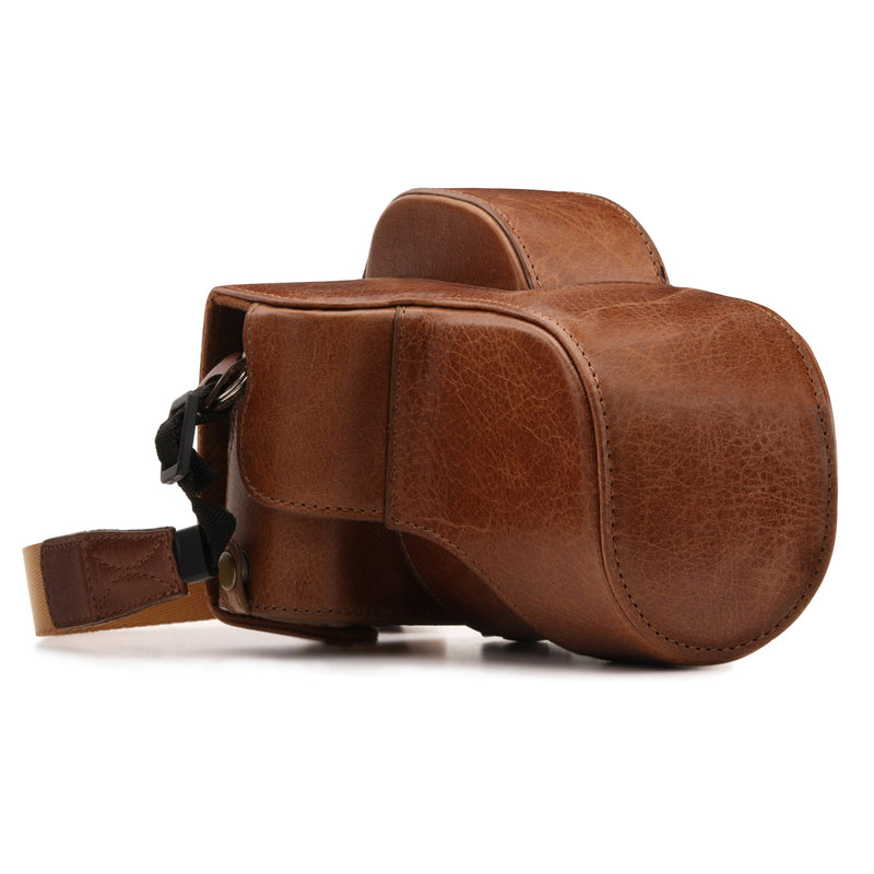 MegaGear Fujifilm X-E3 (23mm & 18-55mm) Ever Ready Top Grain Leather Camera Case and Strap