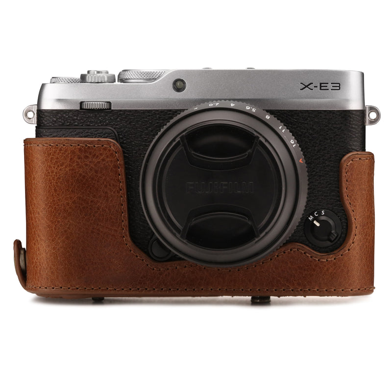 MegaGear Fujifilm X-E3 (23mm & 18-55mm) Ever Ready Top Grain Leather Camera Case and Strap