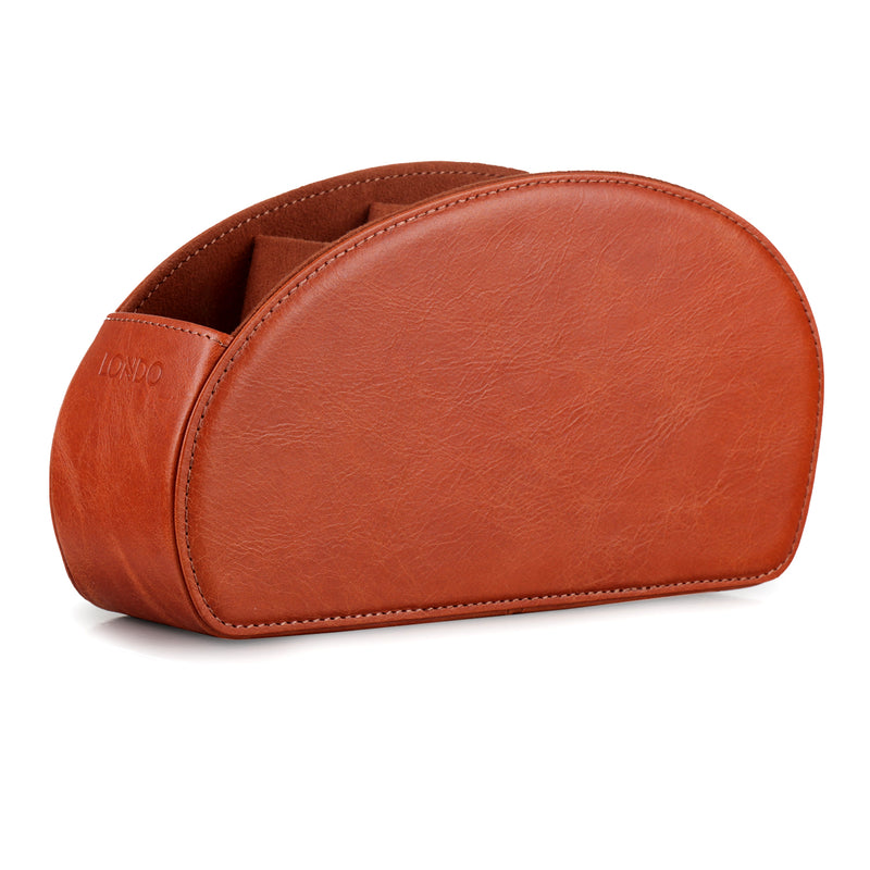 Londo Remote Control Holder with 5 Pockets, Store DVD, Blu-Ray, TV, Roku or Apple TV Remotes, Italian Top Grain Leather with Suede Lining