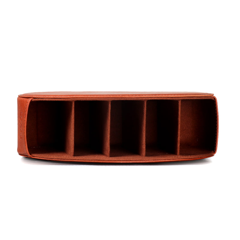 Londo Remote Control Holder with 5 Pockets, Store DVD, Blu-Ray, TV, Roku or Apple TV Remotes, Italian Top Grain Leather with Suede Lining