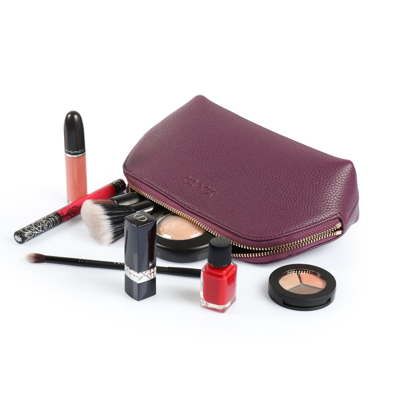 buy makeup bag travel Londo Genuine Leather Makeup Bag Cosmetic Pouch Travel Organizer Toiletry Clutch Black