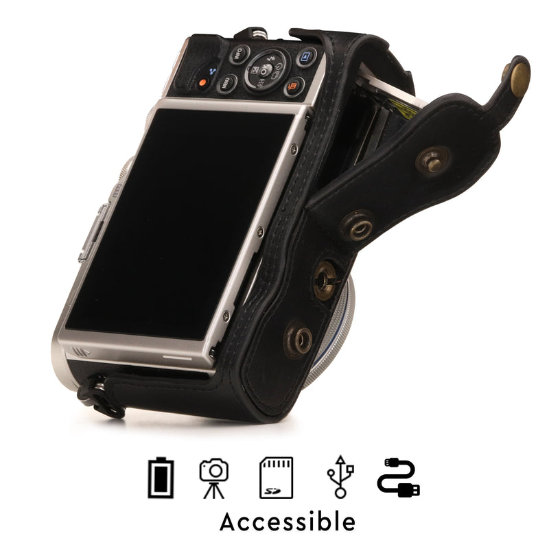 MegaGear Olympus PEN E-PL10, PEN E-PL9 (14-42mm) Ever Ready Leather Camera Case and Strap