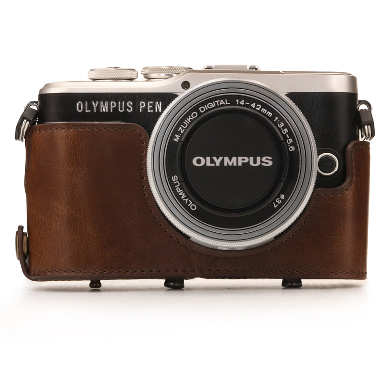 MegaGear Olympus PEN E-PL10, PEN E-PL9 (14-42mm) Ever Ready Leather Camera Case and Strap
