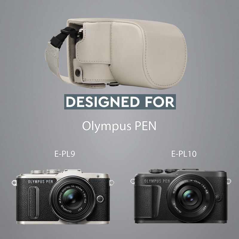 MegaGear Olympus PEN E-PL10, PEN E-PL9 (14-42mm) Ever Ready Leather Camera Case and Strap