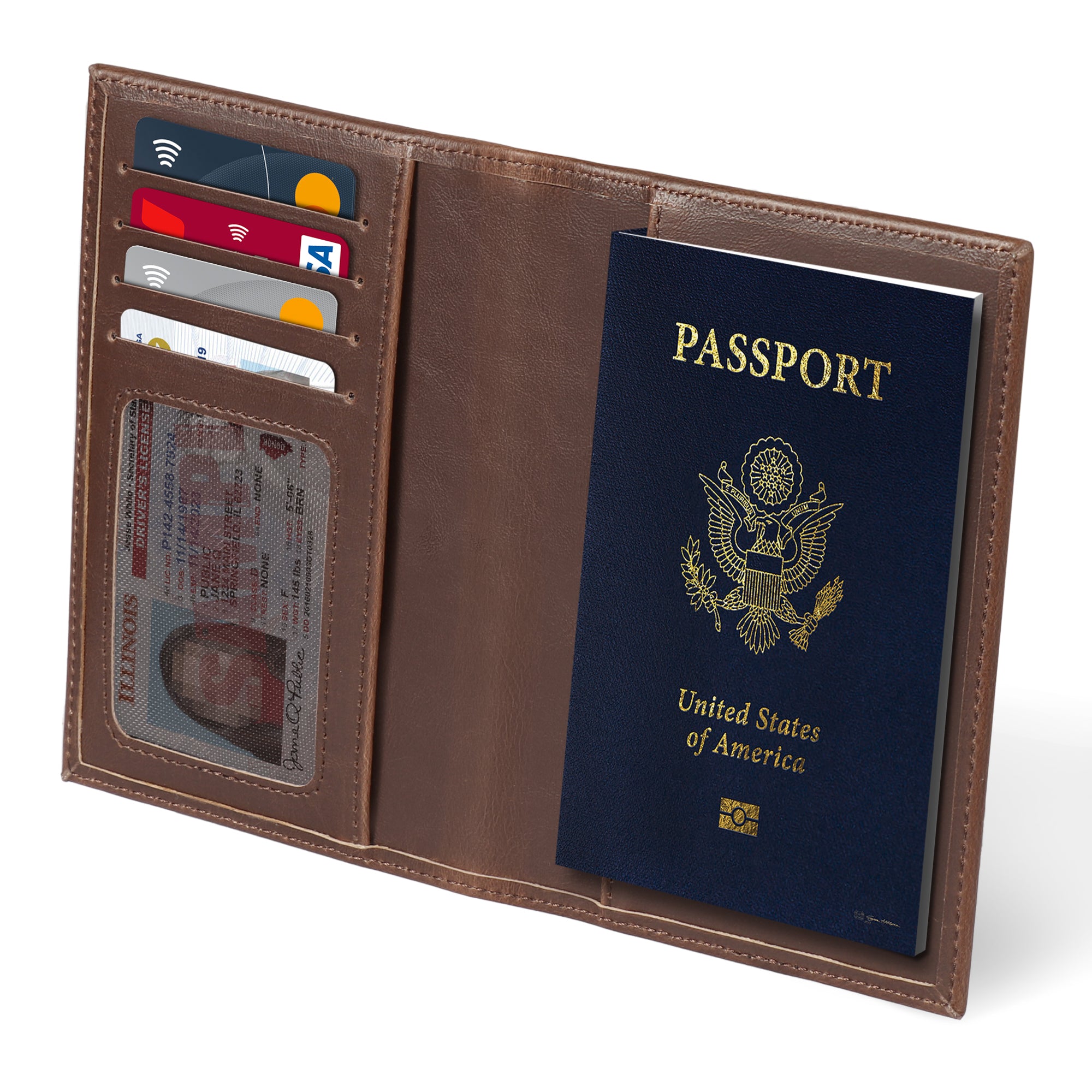 ID Stronghold RFID Blocking Leather Passport Wallet