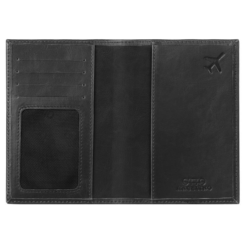 Otto Angelino Leather Passport Wallet - RFID Blocking - Unisex (Black)