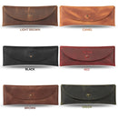 Londo Top Grain Leather Pen Case with Metal Snap Fastener, Pencil Pouch Stationery Bag