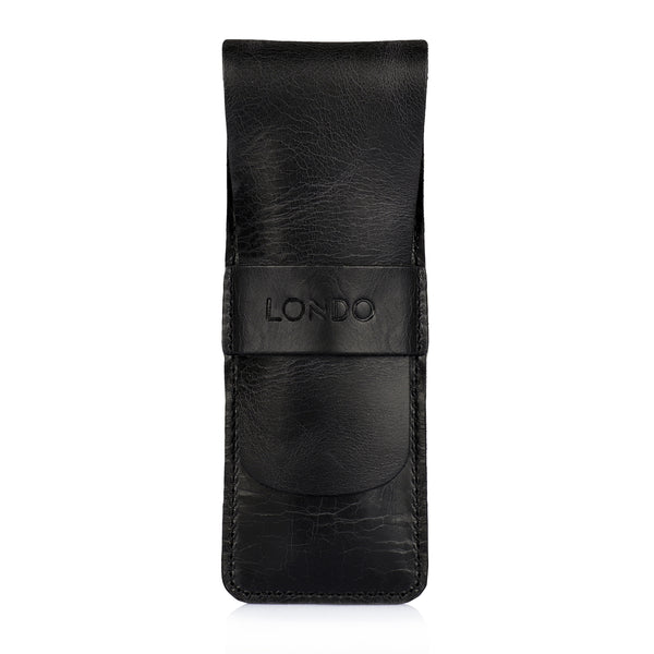 Londo Top Grain Leather Pen and Pencil Case with Tuck in Flap