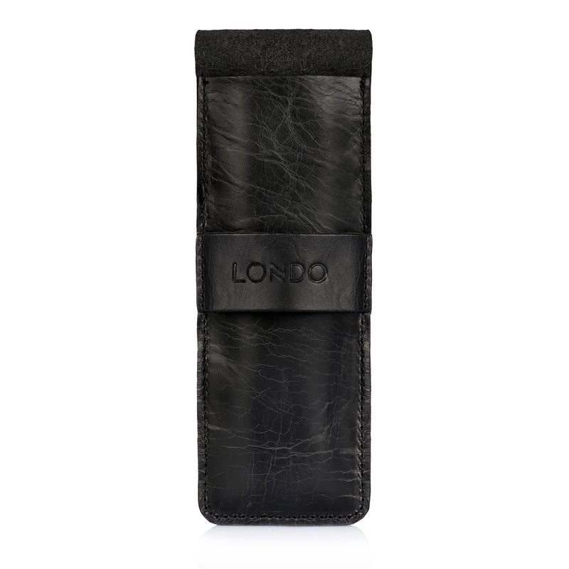 Londo Top Grain Leather Pen and Pencil Case with Tuck in Flap