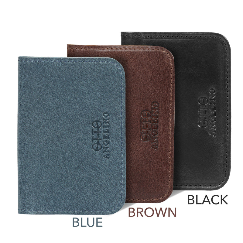Otto Angelino Top Grain Leather Minimalist Wallet, Bank Cards, Money, Driver's License