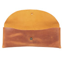 Londo Top Grain Leather Pen Case with Metal Snap Fastener, Pencil Pouch Stationery Bag
