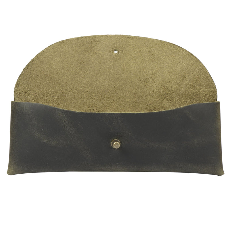 Londo Top Grain Leather Pen Case with Metal Snap Fastener, Pencil Pouch Stationery Bag