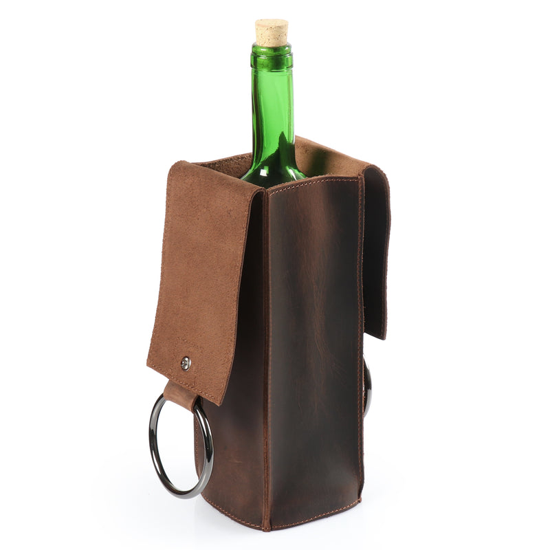 Londo Top Grain Leather Wine Bottle Holder and Carrier