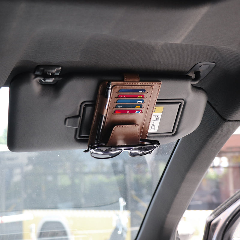 thumbnail image 2 of MYHOBBY Car Sun Visor Organizer, Suede Leather Auto Car Visor Pocket With Bling 2 of 12