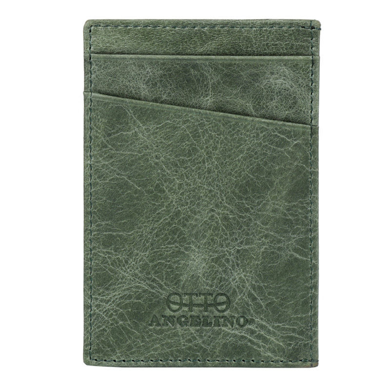 Otto Angelino Top Grain Leather Minimalist Wallet Bank Cards, Money, Driver's License, Unisex