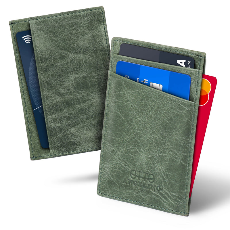 Otto Angelino Top Grain Leather Minimalist Wallet Bank Cards, Money, Driver's License, Unisex