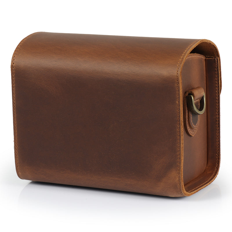 MegaGear Genuine Leather Camera Messenger Bag for Mirrorless, Instant and Dslr, Black (MG1331)