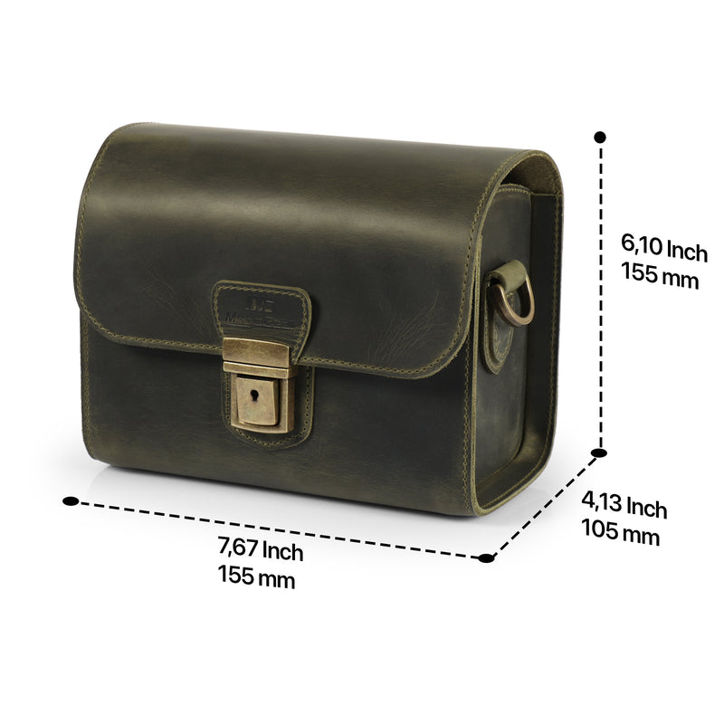 MegaGear Pebble Top Grain Leather Camera Messenger Bag for Mirrorless, Instant and DSLR Cameras