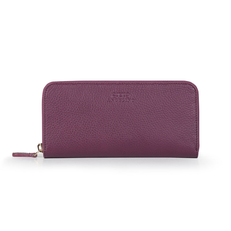 Otto Angelino Leather Zippered Clutch with Phone Compatible Slots