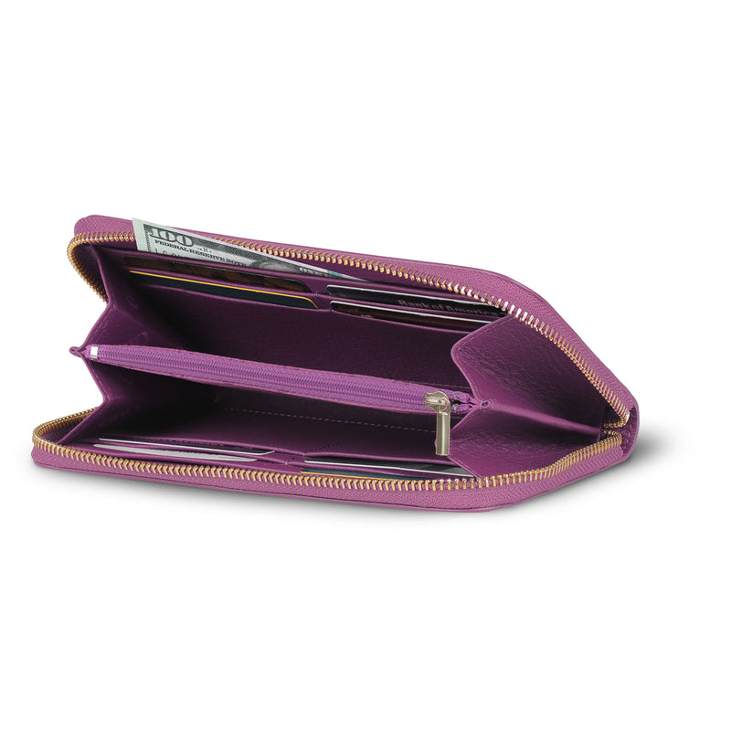 Otto Angelino Leather Zippered Clutch with Phone Compatible Slots