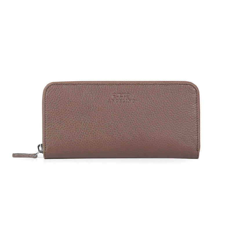 Otto Angelino Leather Zippered Clutch with Phone Compatible Slots