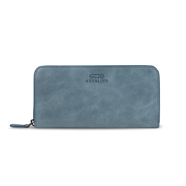 Otto Angelino Leather Zippered Clutch with Phone Compatible Slots