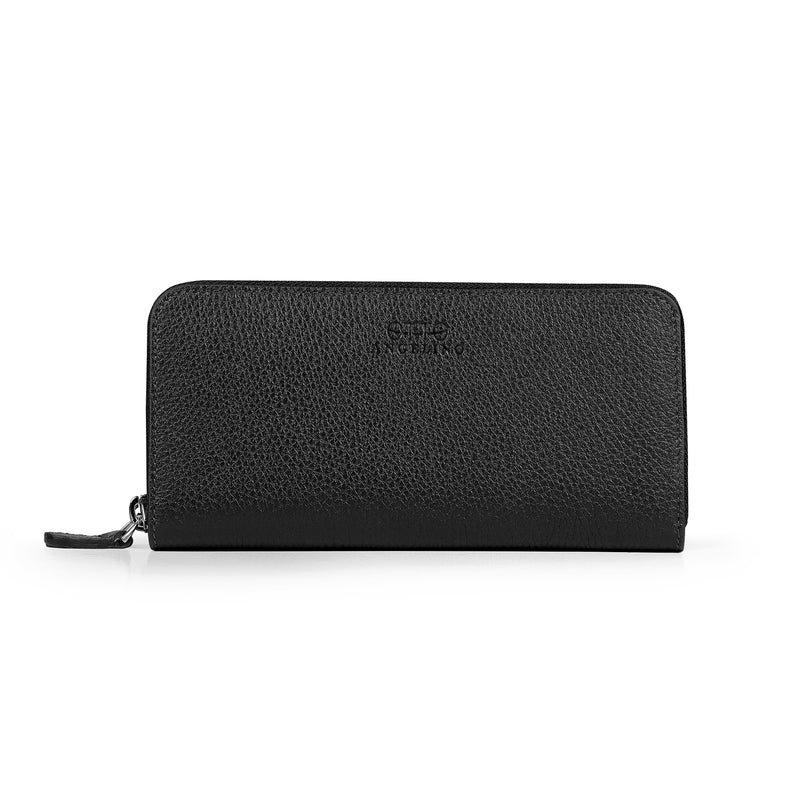 Otto Angelino Leather Zippered Clutch with Phone Compatible Slots