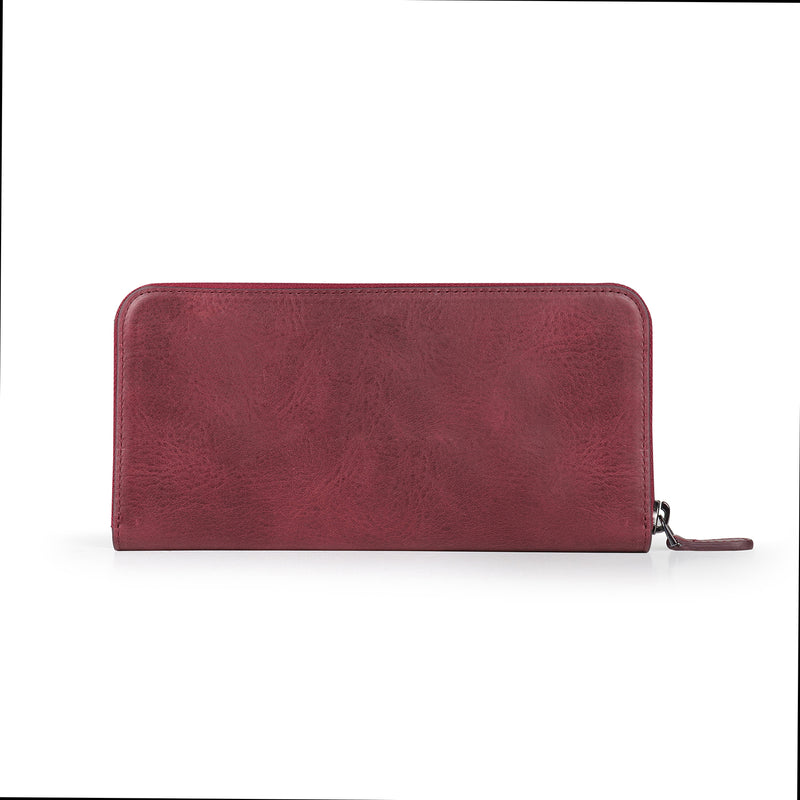 Otto Angelino Leather Zippered Clutch with Phone Compatible Slots
