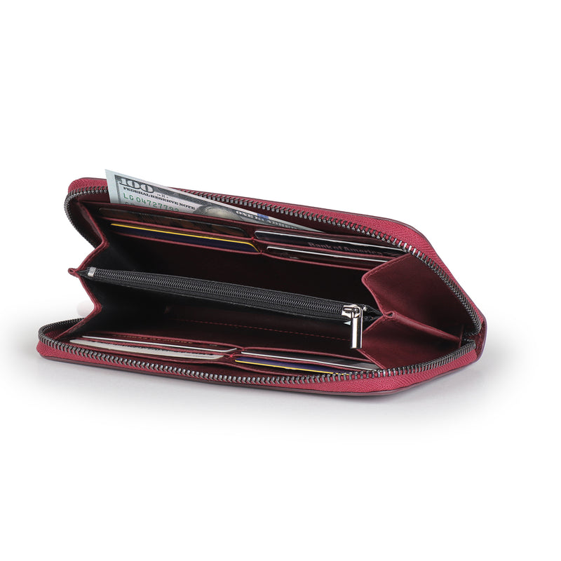 Otto Angelino Leather Zippered Clutch with Phone Compatible Slots