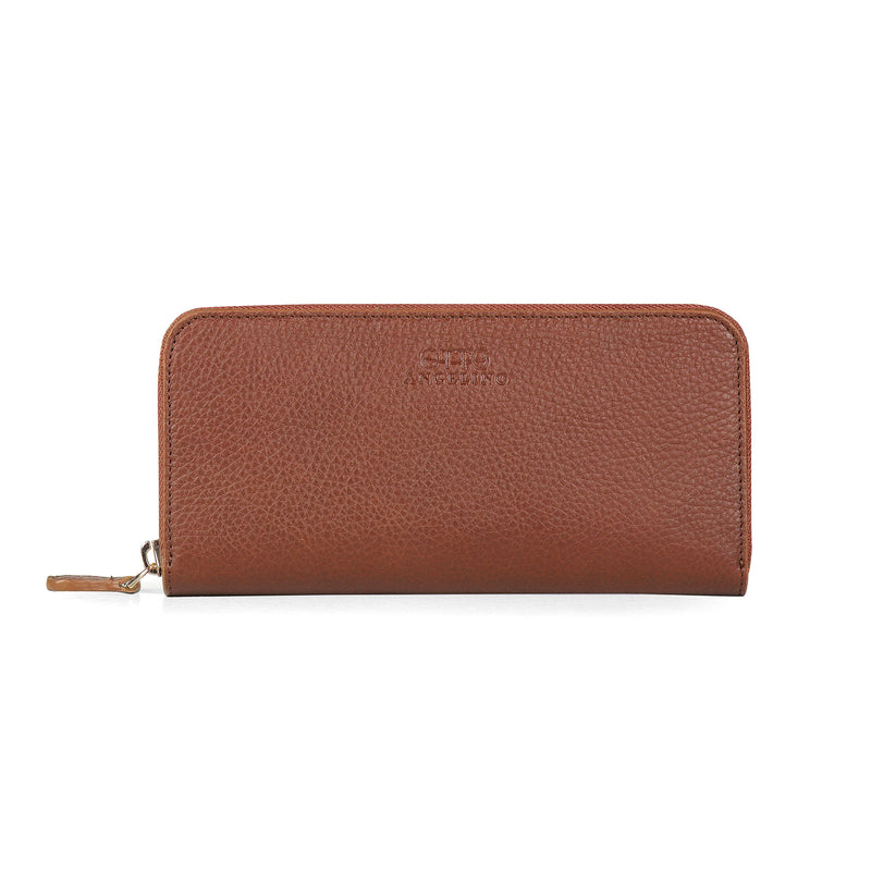 Otto Angelino Leather Zippered Clutch with Phone Compatible Slots