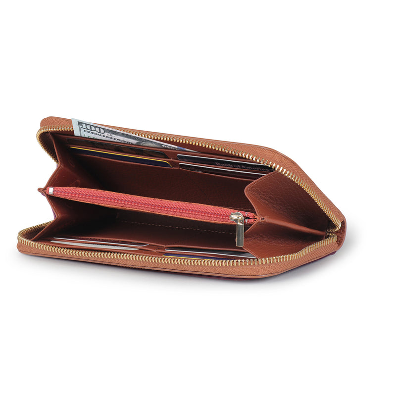 Otto Angelino Leather Zippered Clutch with Phone Compatible Slots