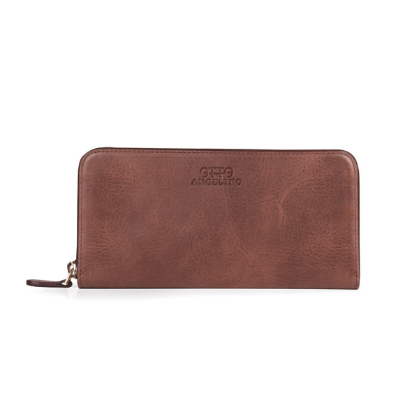 Otto Angelino Leather Zippered Clutch with Phone Compatible Slots