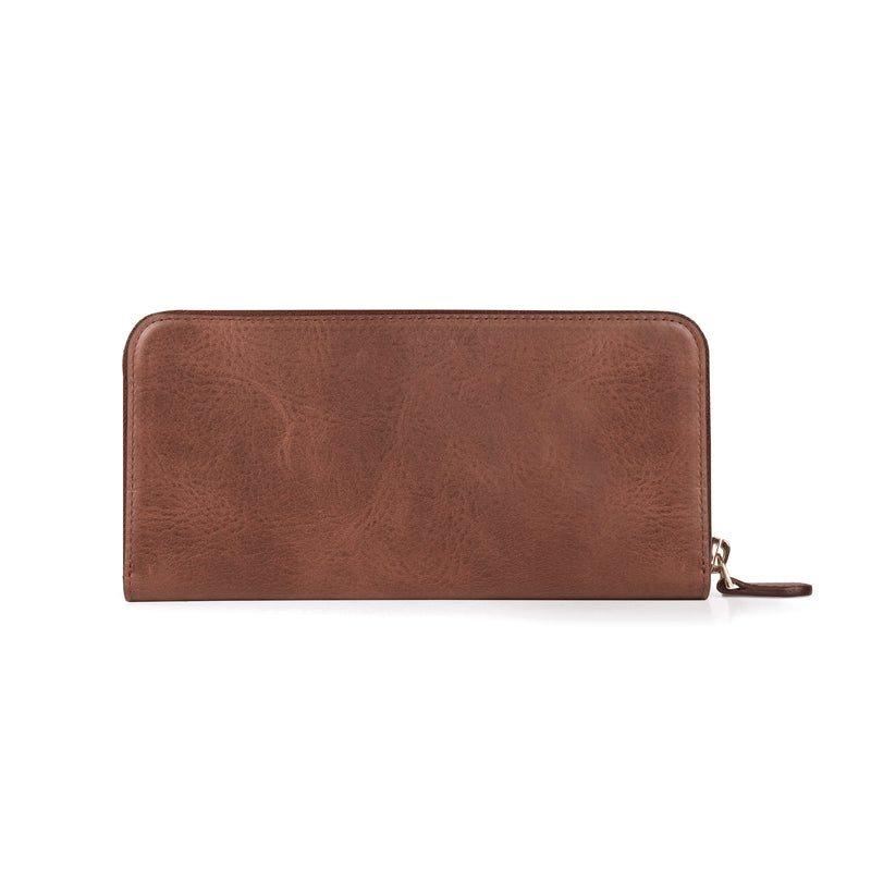 Otto Angelino Leather Zippered Clutch with Phone Compatible Slots